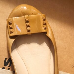 Fendi Nude Patent Leather Ballerina Bow Studs